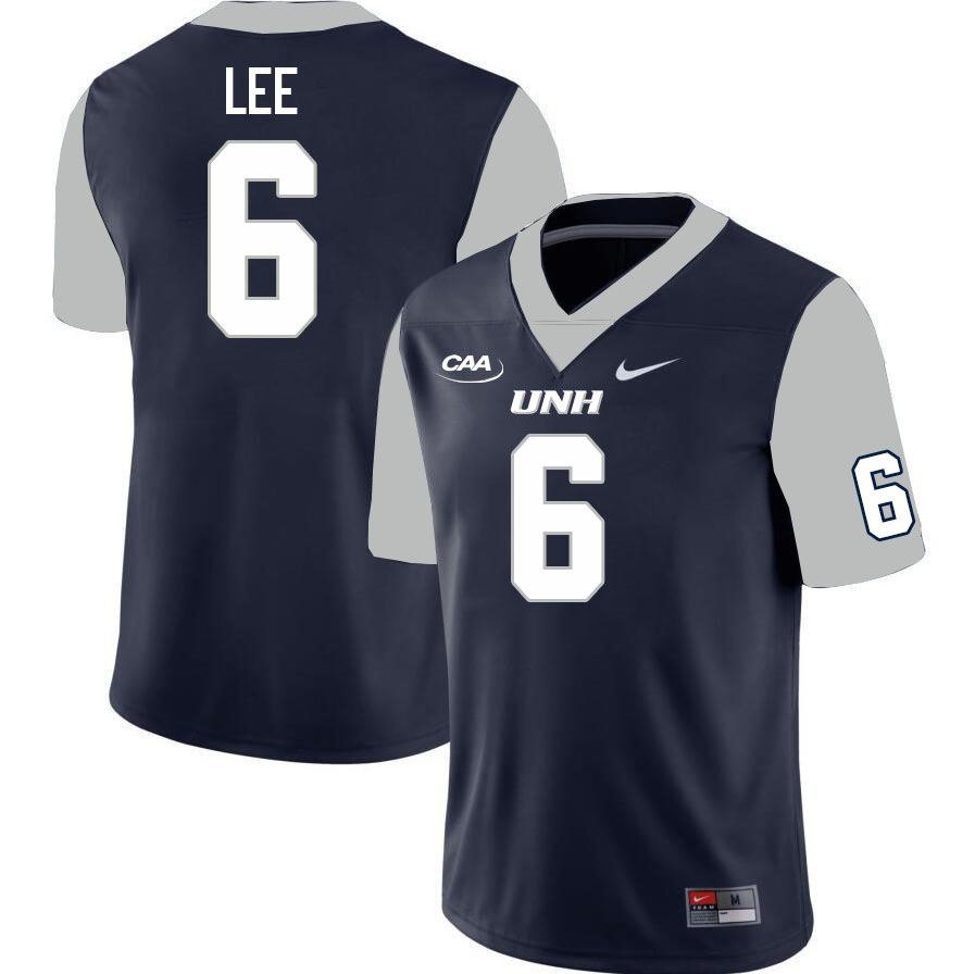New Hampshire Wildcats #6 Eric Lee College Football Jerseys Stitched Sale-Navy
